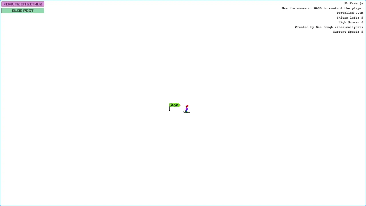 SkiFree js gameplay screenshot