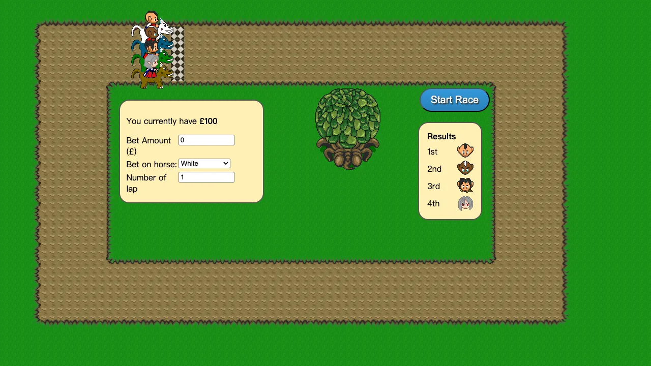 Horse Racing Game JavaScript gameplay screenshot