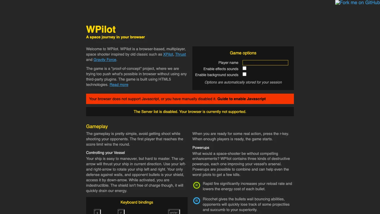 WPilot gameplay screenshot