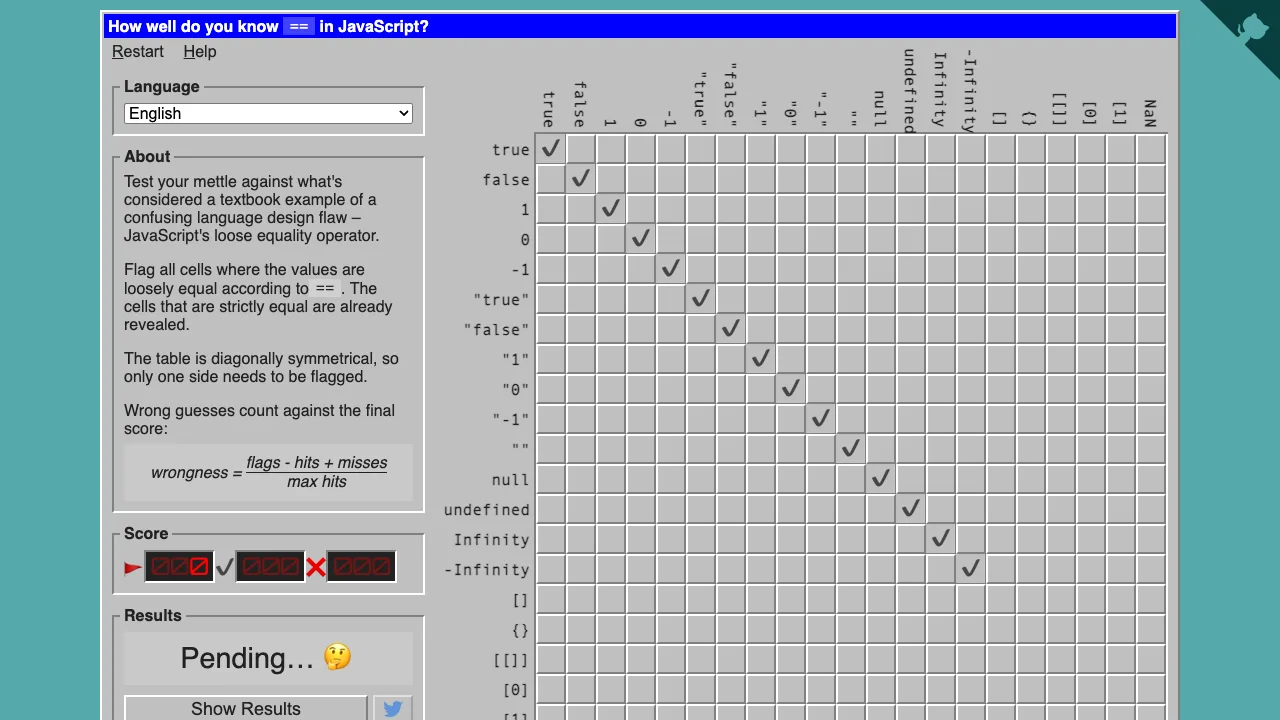Js Equality Game gameplay screenshot
