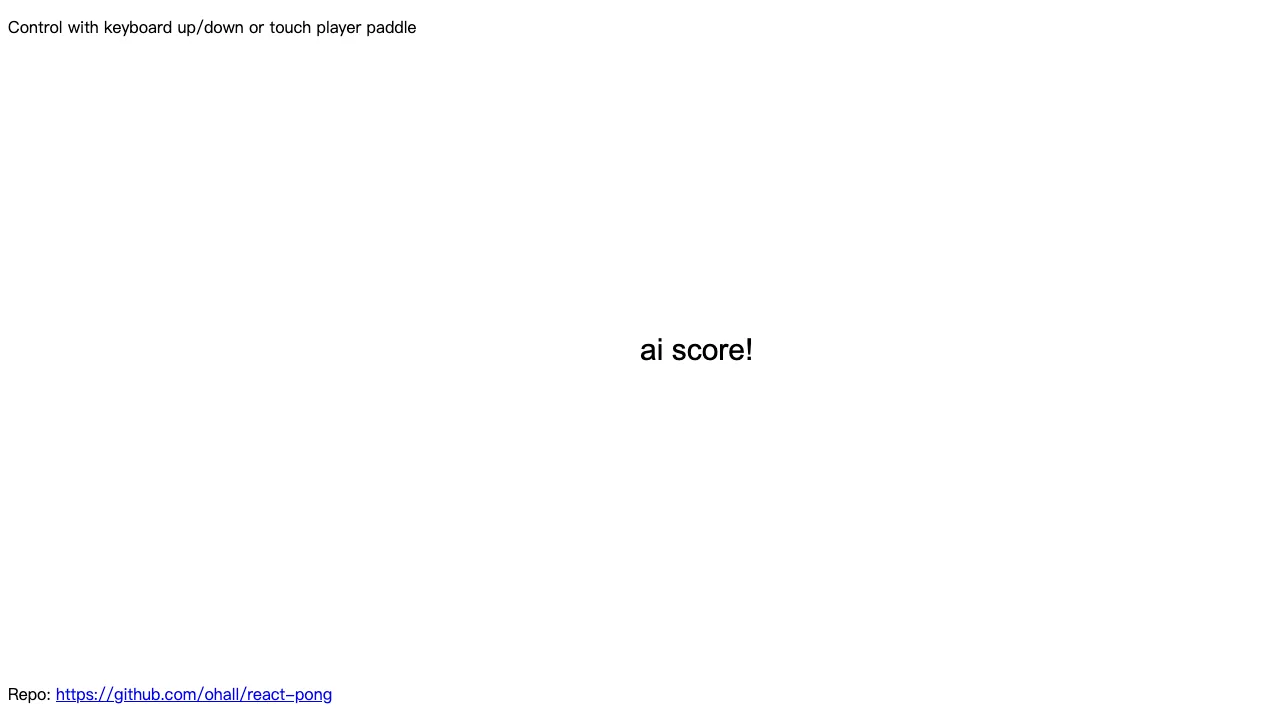 React Pong gameplay screenshot