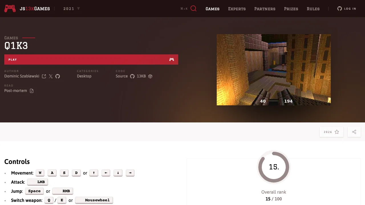 Q1K3 gameplay screenshot