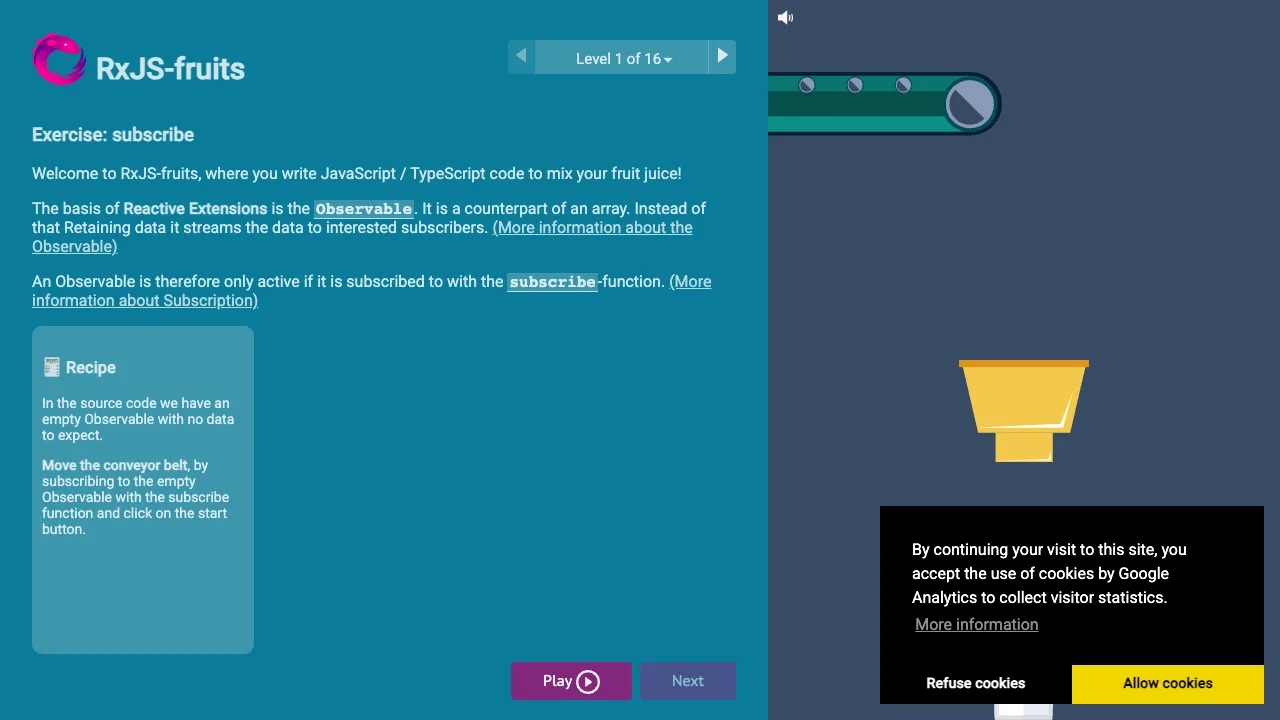 RxJS Fruits gameplay screenshot
