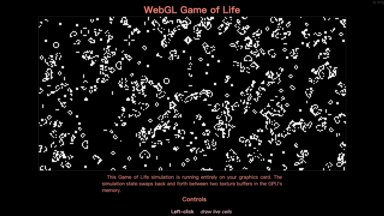 WebGL Game of Life gameplay screenshot