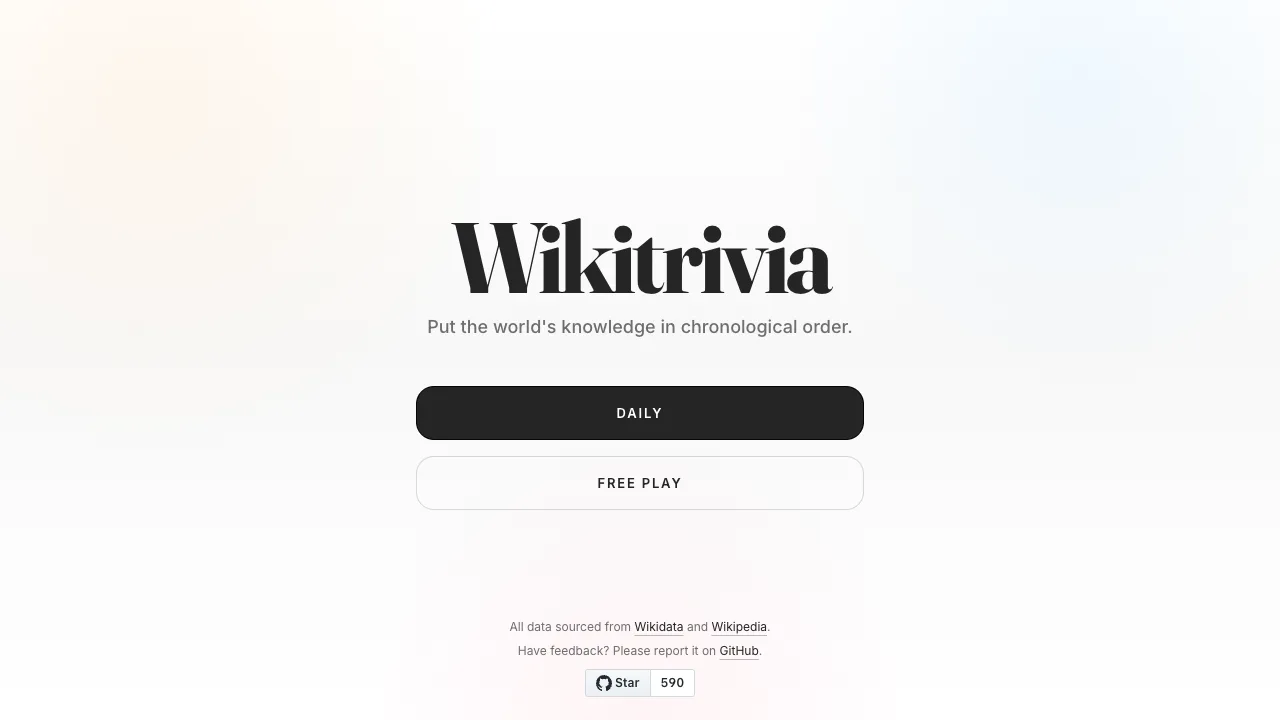 Wikitrivia gameplay screenshot