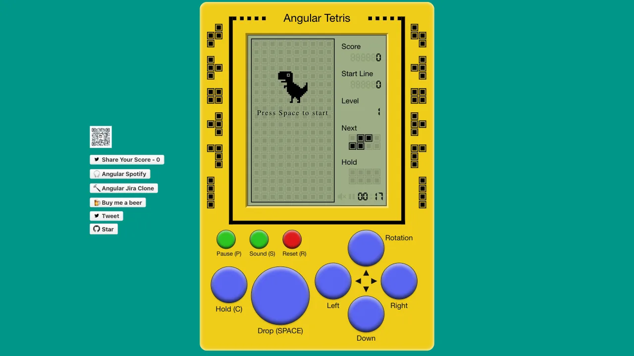 Angular Tetris gameplay screenshot