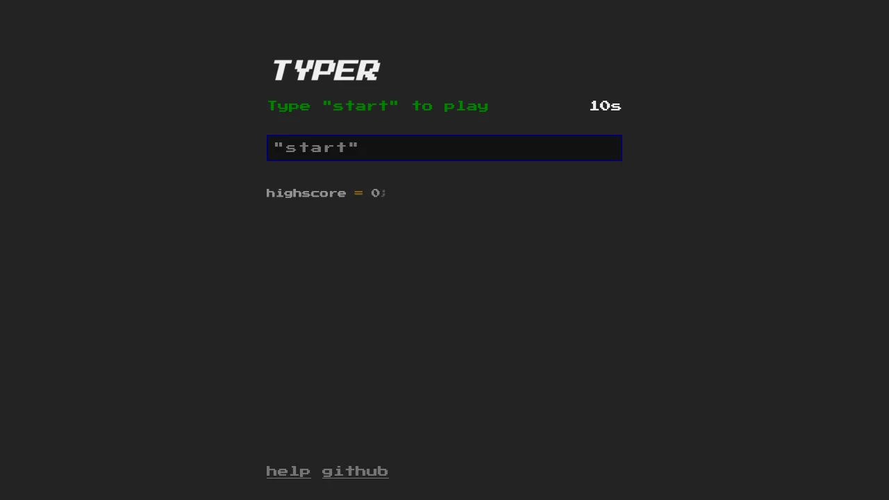 Typer gameplay screenshot