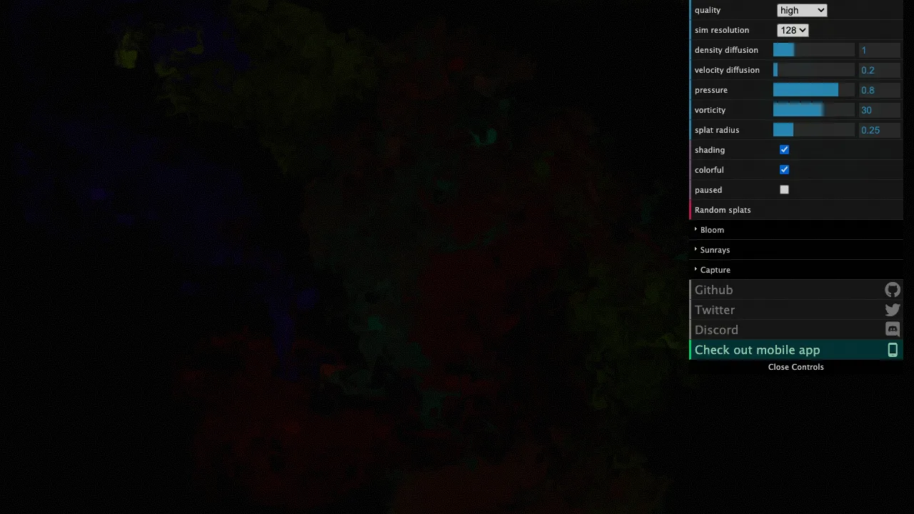 WebGL Fluid gameplay screenshot